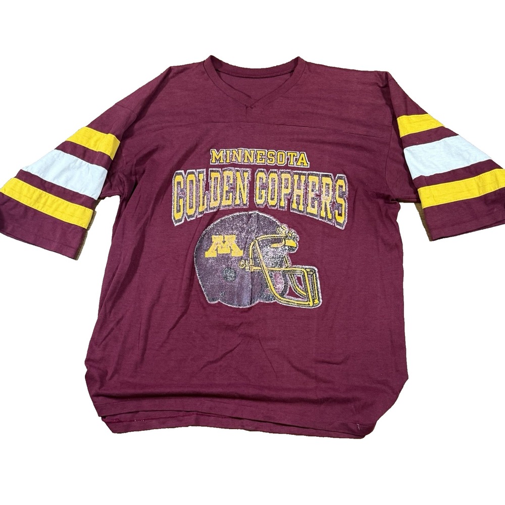 VTG 80s Logo 7 Minnesota Golden Gophers Football Mascot‎ Shirt Single Stitch USA